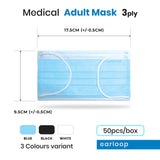 (Upgrade Version) Skin Hygiene 3ply Medical Mask - Blue, Black & White